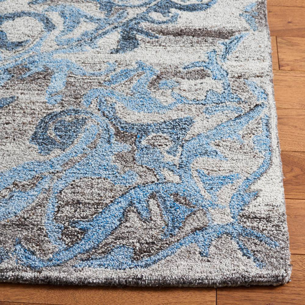 Blue and Gray Abstract Tufted Wool Runner Rug