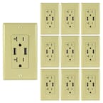 ASI AC Wall Outlet With USB Charging Ports, Ivory, Includes Wall Plate ...