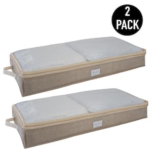 40 in. x 18 in. x 6 in. Beige Non-Woven Fabric Under the Bed (2-Pack) Storage Bag