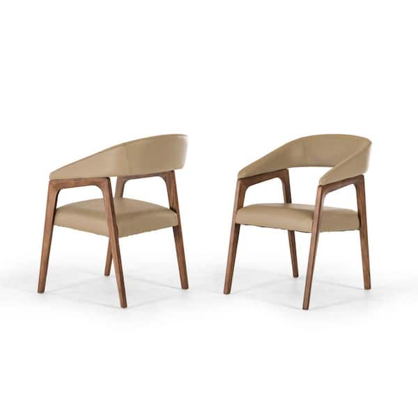HomeRoots Valerie Taupe Leatherette and Walnut Wood Dining Chair