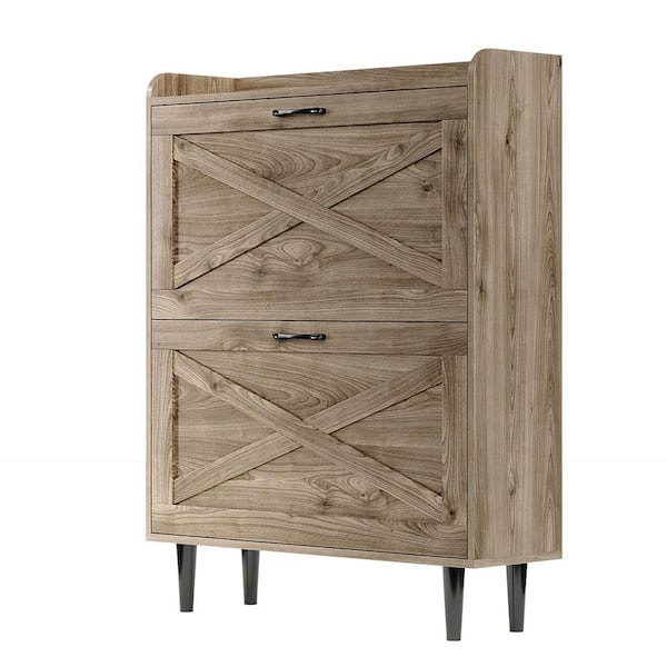 39. 37 in. H x 31. 61 in. W Grey MDF Shoe Storage Cabinet
