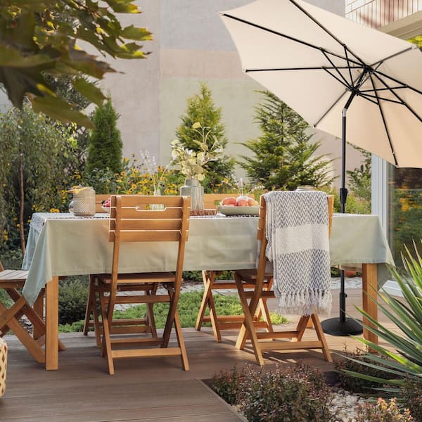 7.5 ft. Aluminum Market Crank and Tilt Outdoor Patio Umbrella with Base in Beige