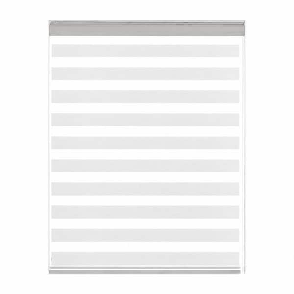 Zebra Dual Layer Roller Shade Window Blinds Custom Cut to Width 21 Inch White Polyester Light Filter