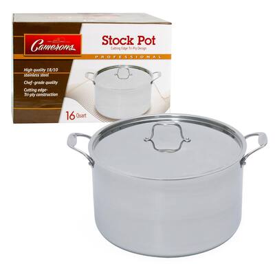 Professional 16 qt. Stainless Steel Stock Pot with Lid