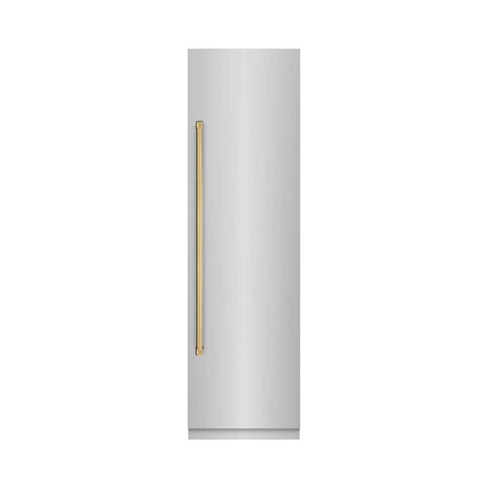 24 in. 12.5 cu. ft. Freezerless Column Refrigerator in Stainless Steel w/ Graphite Gray Interior & Polished Gold Accents