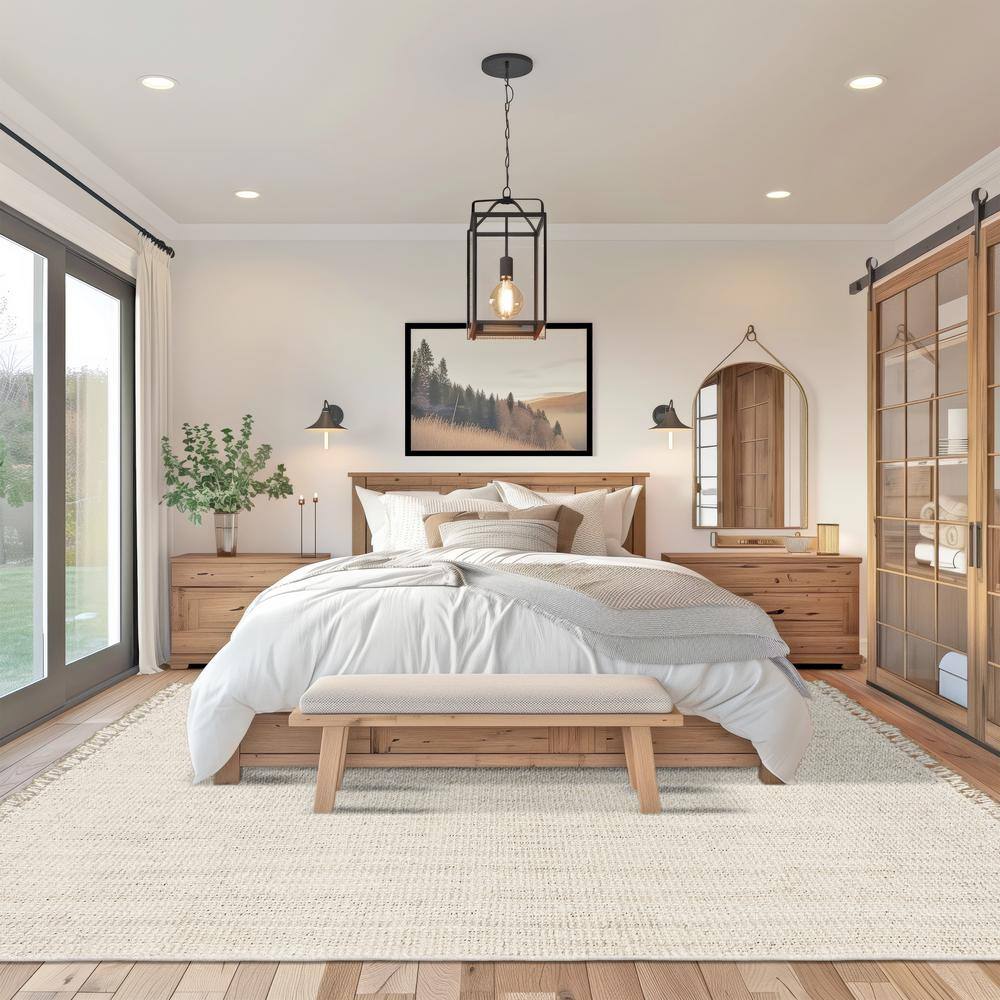 Handmade Bleach White Jute 6' x 9' Rectangular Area Rug