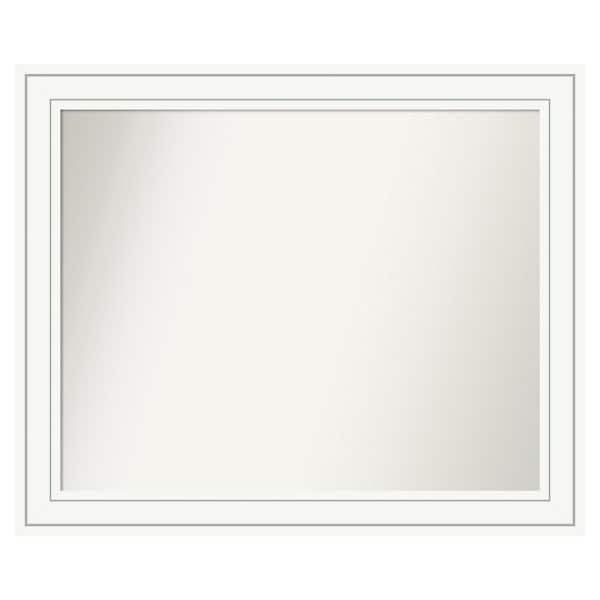 Amanti Art Craftsman White 35 in. x 29 in. Custom Non-Beveled Satin Wood Framed Bathroom Vanity Wall Mirror