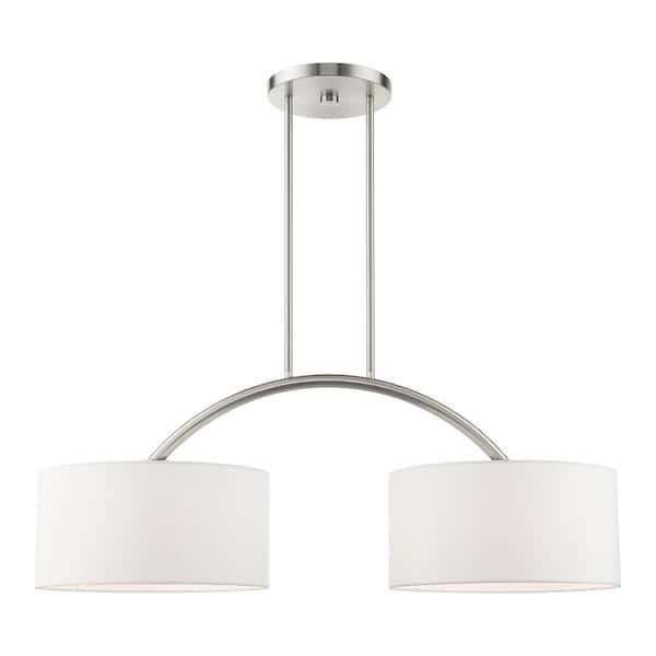 AVIANCE LIGHTING Mercury 2-Light Brushed Nickel Linear Chandelier with Off-White Shade