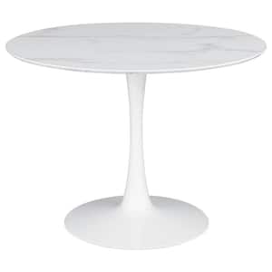 Arkell Round White Wood Top Pedestal Dining Table Seats 4