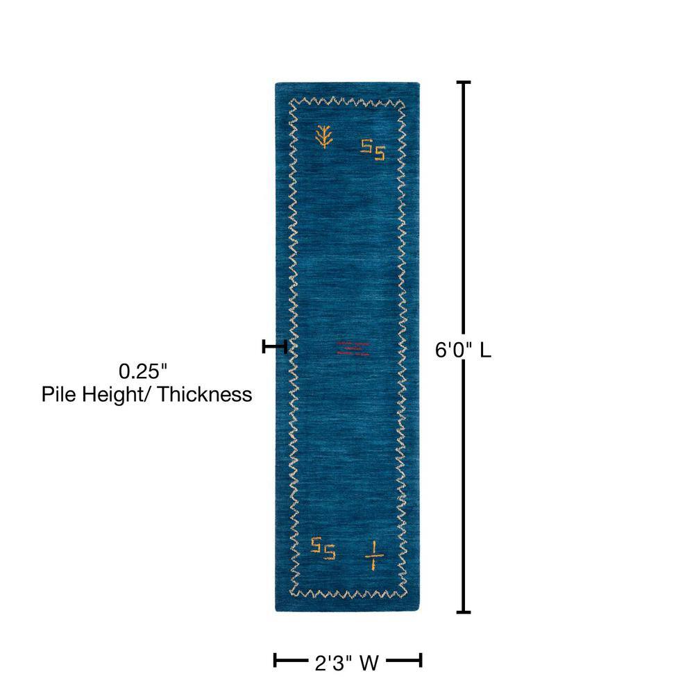 Himalaya Blue Wool Hand-Knotted Runner Rug 2'3" x 6'