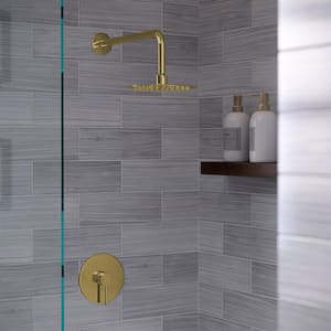 Ivy 1-Spray Patterns with 1.8 GPM Showerhead Face Diameter 8 in. Wall Mounted Fixed Shower Head in Brushed Gold