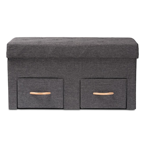 Baxton Studio Gerwin Dark Grey Storage Ottoman
