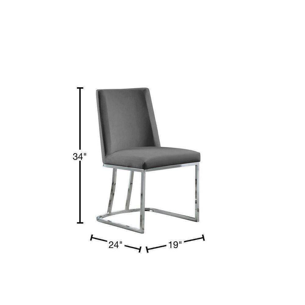 Lux Velvet Dark Grey Armless Side Chair with Metal Frame (Set of 2)