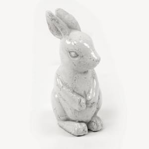 Small Distressed White Decorative Rabbit