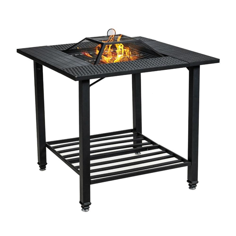 31 in. Square Steel 4-in-1 Fire Pit Table with Cooking Grate, Spark Screen and Bottom Shelf, Black price history on PriceWatchPro