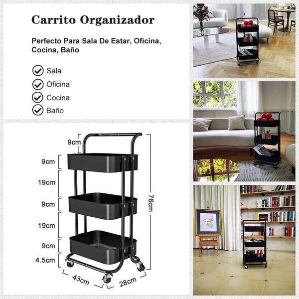 ANGELES HOME Round 3-Tier Rotating 1-Second Folding Storage Rack Metal  Kitchen Cart 558CKKC237DK - The Home Depot