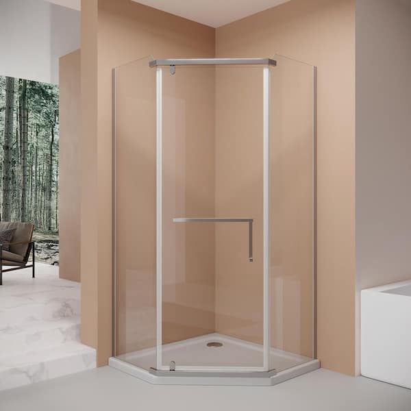 36 in. W x 72 in. H Neo Angle Pivot Semi Frameless Corner Shower Enclosure in Chrome Finish with Tempered Glass