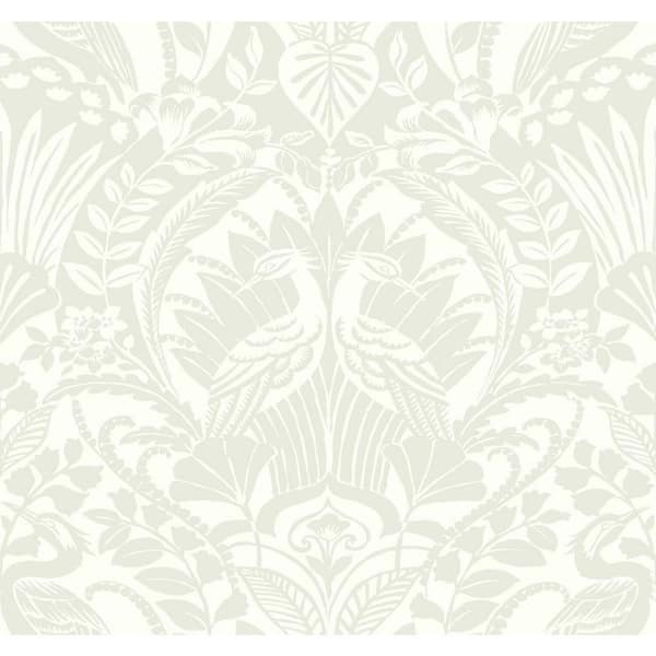 York Wallcoverings 60.75 sq ft Taupe Egret Damask Pre-Pasted Wallpaper