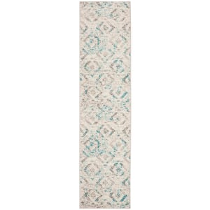 Skyler Ivory/Blue 2 ft. x 6 ft. Geometric Runner Rug