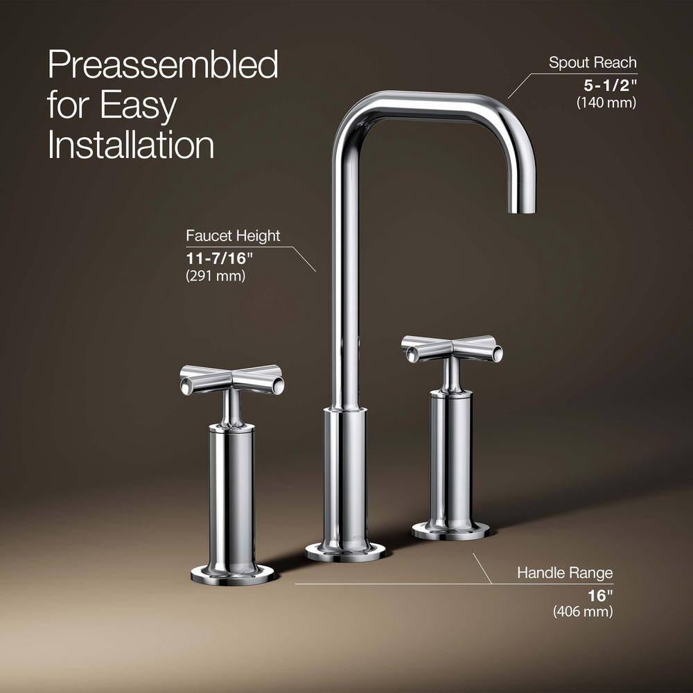 Purist High Gooseneck Chrome Faucet with Cross Handles