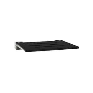 Silhouette SlimLine Folding Wall Mount Shower Bench Seat, Matte Black Seat with Silver Frame