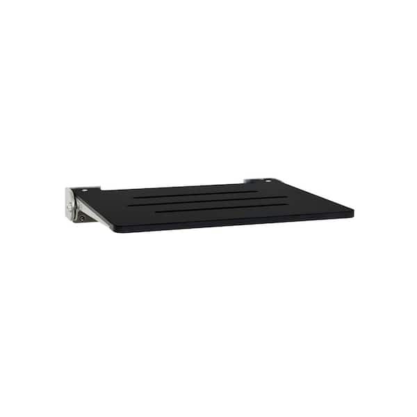 SEACHROME Silhouette SlimLine Folding Wall Mount Shower Bench Seat, Matte Black Seat with Silver Frame