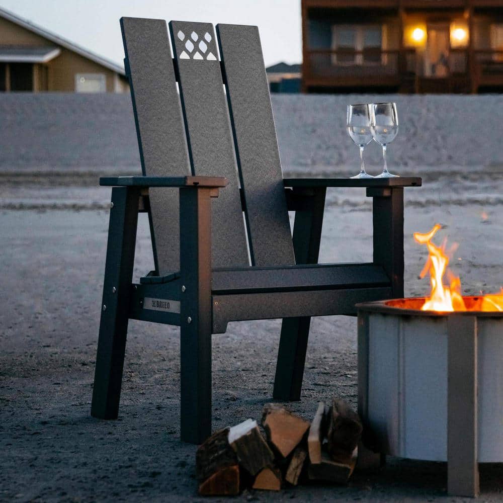 Gray Poly Lumber Outdoor Adirondack Chair with Stainless Steel Accents