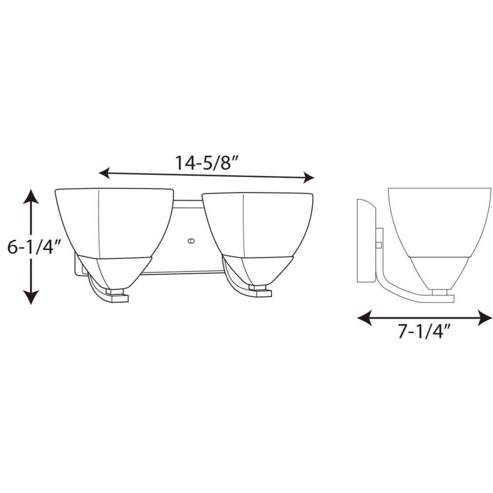 Brushed Nickel 2-Light Bath Vanity with Etched White Glass Shades