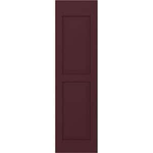 12 in. W x 31 in. H Americraft 2 Equal Raised Panel Exterior Real Wood Shutters Pair in Wine Red