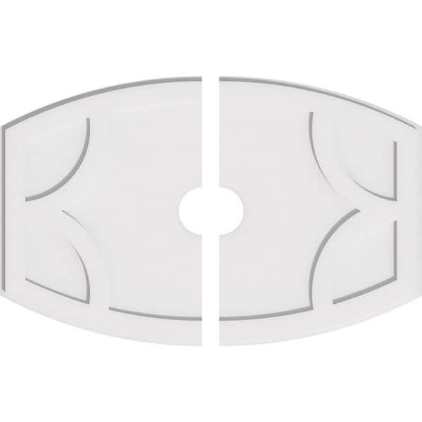 Ekena Millwork 34 in. W x 22-5/8 in. H x 4 in. ID x 1 in. P Kailey Architectural Grade PVC Contemporary Ceiling Medallion (2-Piece)