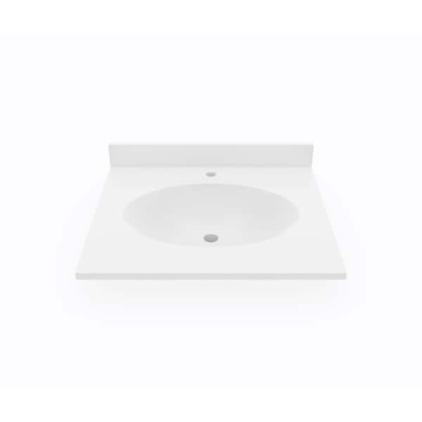 Swan Chesapeake 25 in. W x 22.5 in. D Solid Surface Vanity Top with Sink in White