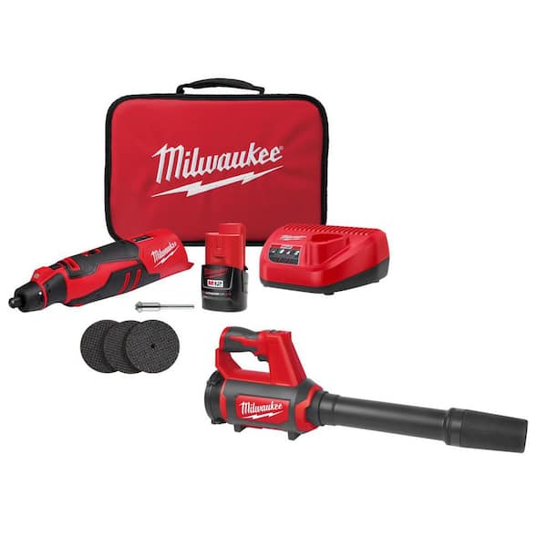 M12 12V Lithium-Ion Cordless Brushless Rotary Tool with (1) 2.0 Ah Battery Pack, Charger, and Spot Blower