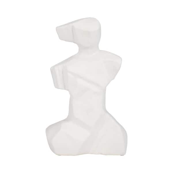 White 8 in. x 13 in. Stoneware Solid Abstract Venetian Figurine