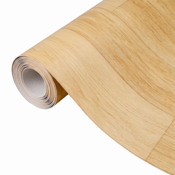Light Wood Grain 6 Mil Waterproof Vinyl Sheet Flooring, 3.28 ft. W x 16.4 ft. L, 53.82 sq. ft. / Box