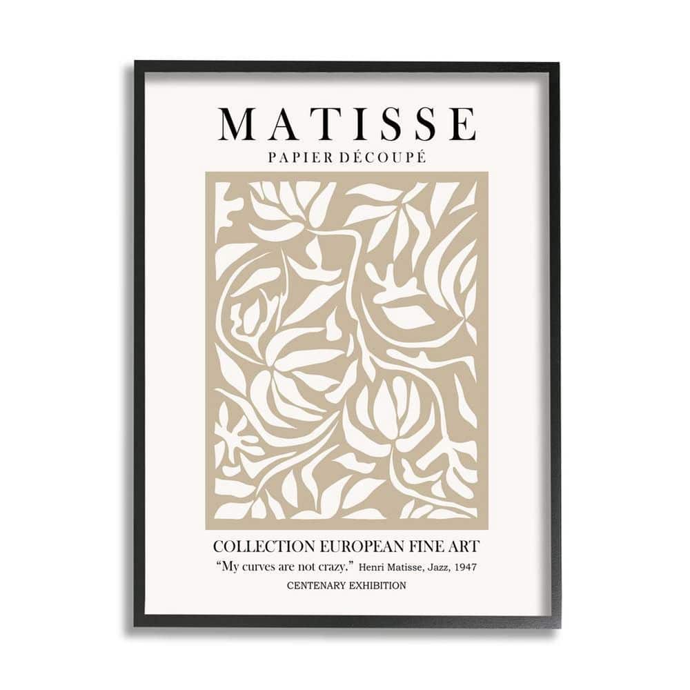 Neutral Floral Foliage Pattern Historical Exhibition Text by Ros Ruseva Framed Nature Art Print 20 in. x 16 in. price history on PriceWatchPro