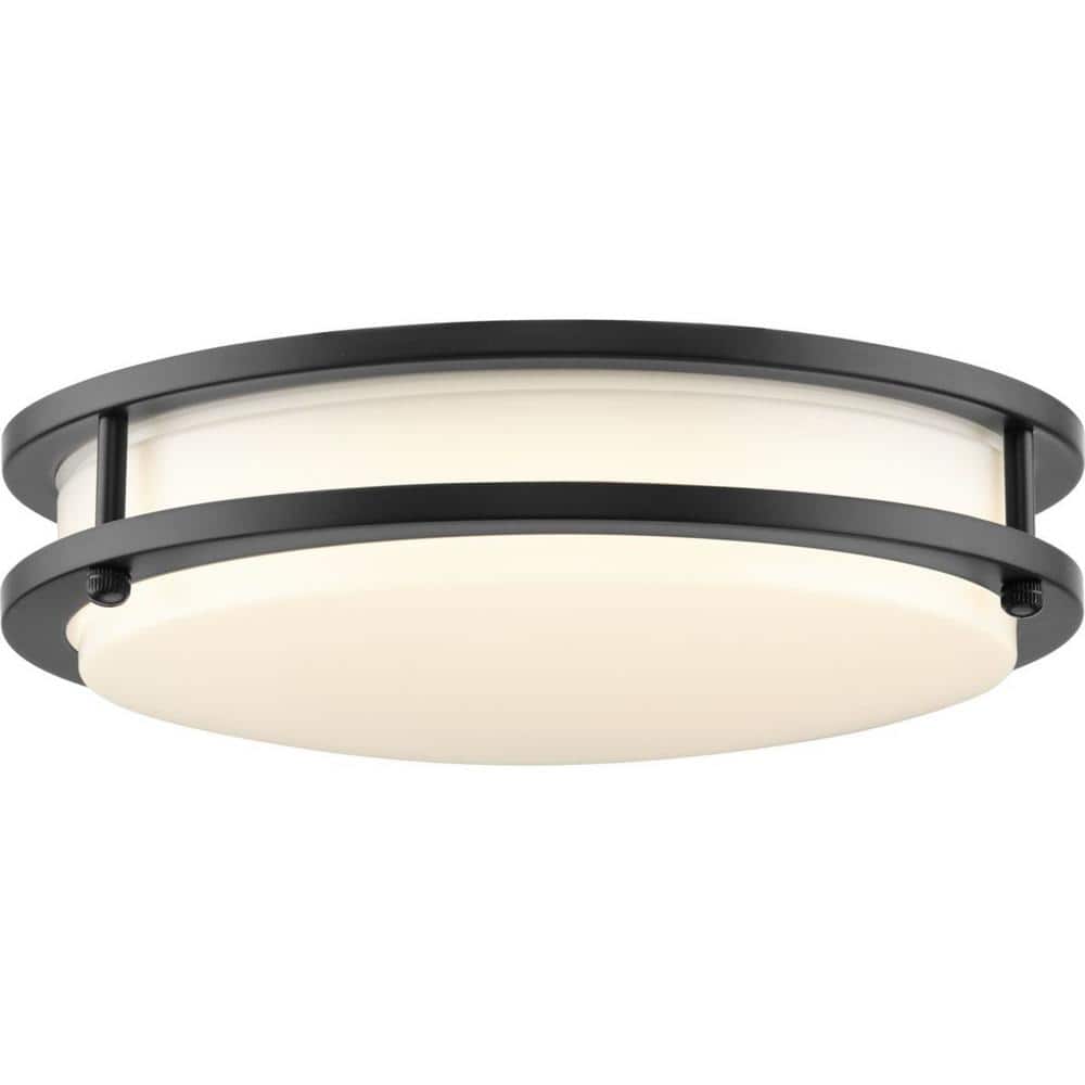 Abide Matte Black Glass and Nickel LED Flush Mount Light