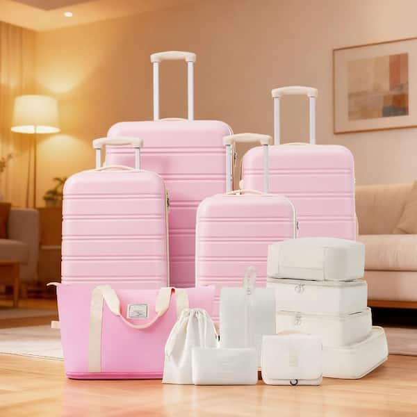 LIVACA 4-Piece Light Pink Hardside Spinner TSA Lock Lightweight