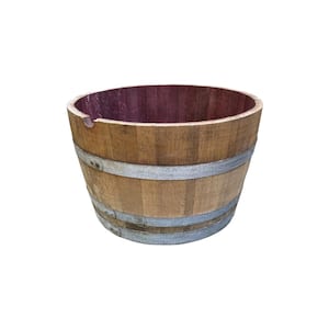 27.5 in. Wood Oak Wine Barrel Planter
