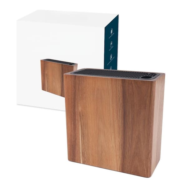 18-Knife Acacia Wood Universal Knife Block with Slots, Space Saver Knives Storage Stand Display without Knives