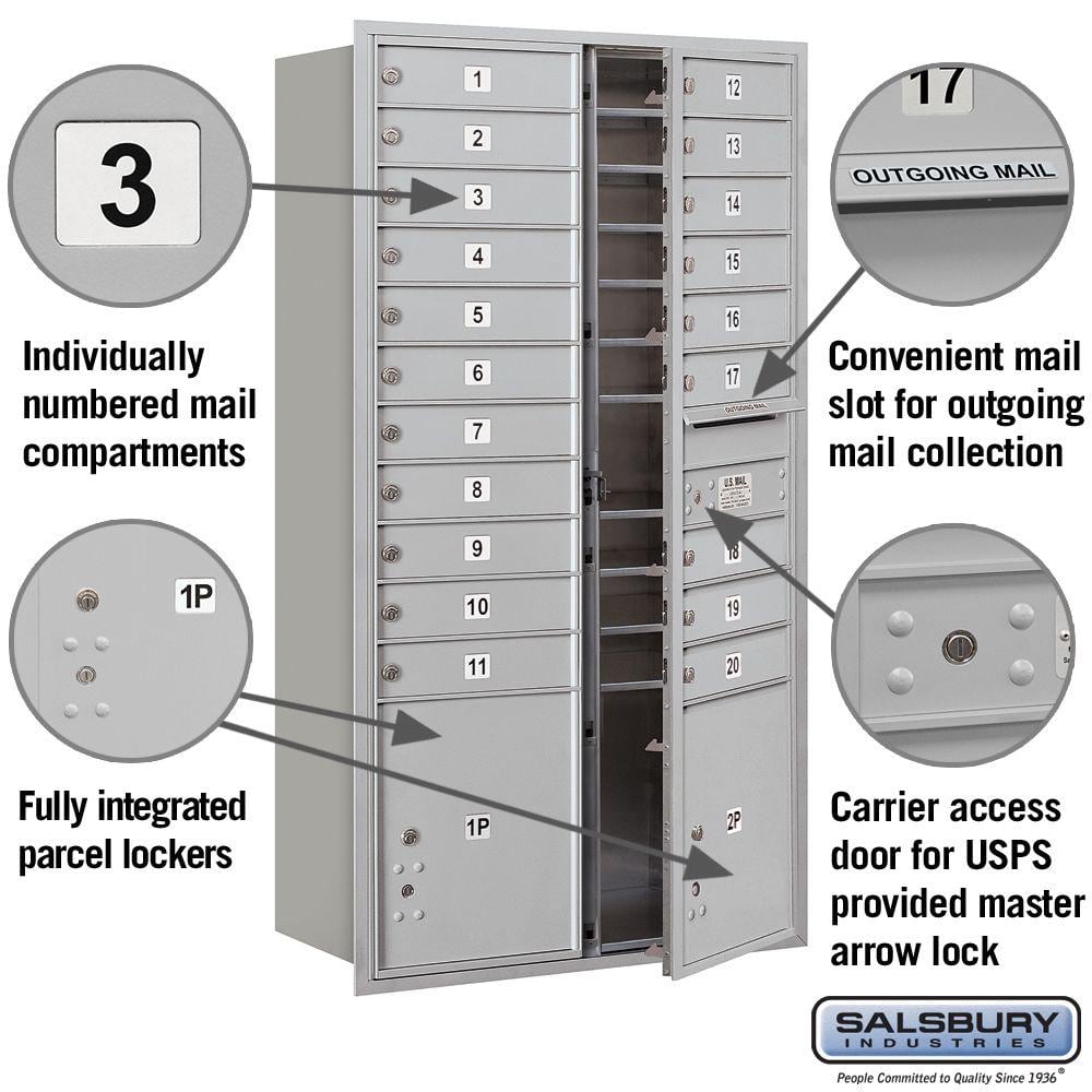 Large Aluminum Front Loading Lockable Wall Mount Mailbox