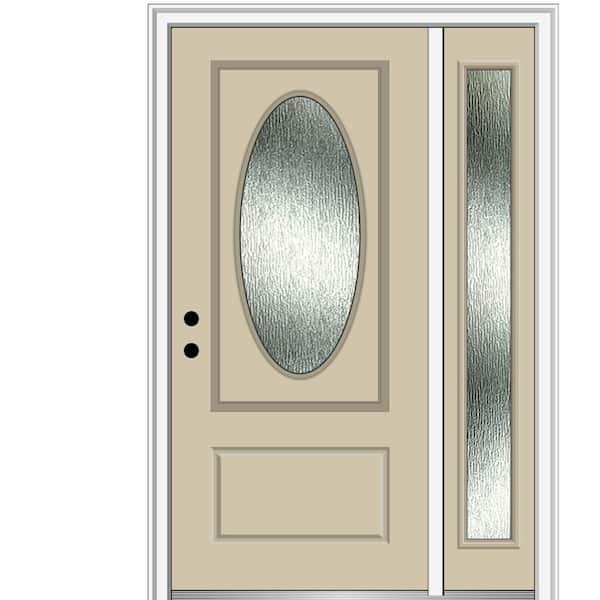 MMI Door 50 in. x 80 in. Right-Hand Inswing Rain Glass Wicker Fiberglass Prehung Front Door on 6-9/16 in. Frame