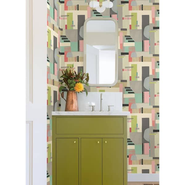 Green Rhodes Pastel Blocs Wallpaper