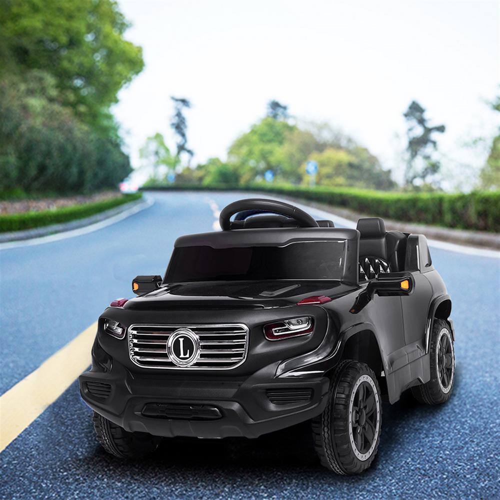 6V Black Electric Ride-On SUV with LED Headlights and Remote Control