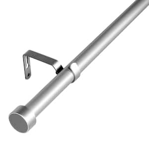 88 in. - 132 in. Adjustable Single Curtain Rod 1 in. in Silver with End Cap Finials