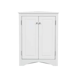 17 in. W x 17 in. D x 32 in. H White Wood Linen Cabinet With Adjustable Shelves