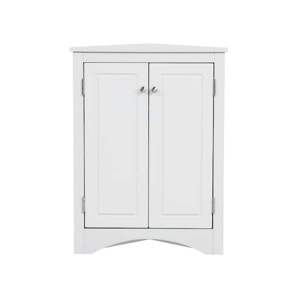 17 in. W x 17 in. D x 32 in. H White Wood Linen Cabinet With Adjustable Shelves