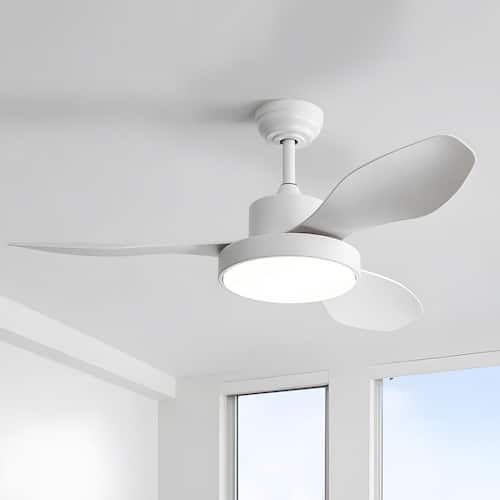 48 in. Indoor White Ceiling Fan with Light Kit Remote Control 3-Colors Adjustable and Reversible DC Motor Ceiling Fans