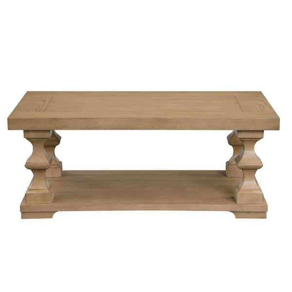 Dory 48 in. Sand Brown Rectangle Wood Coffee Table with 2-End Tables