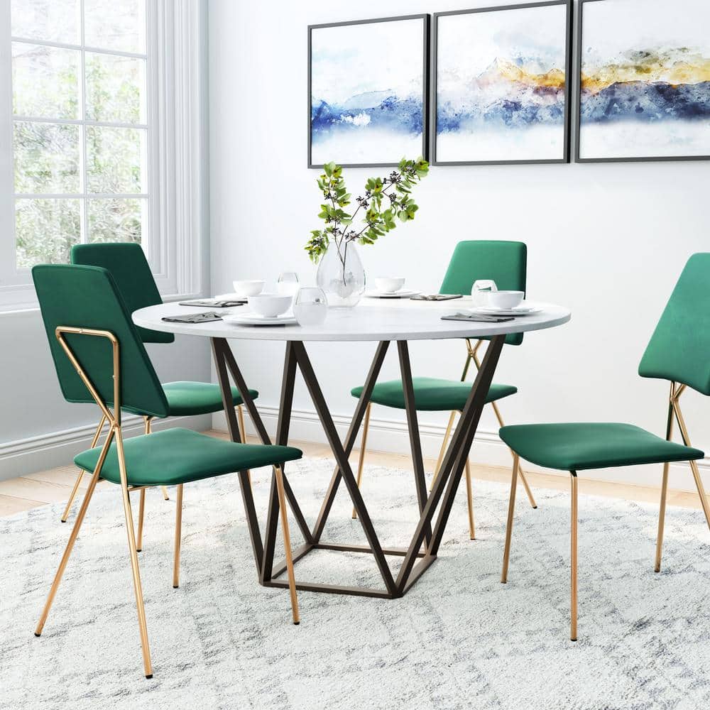 Contemporary Scandinavian 51'' Round Marble Dining Table