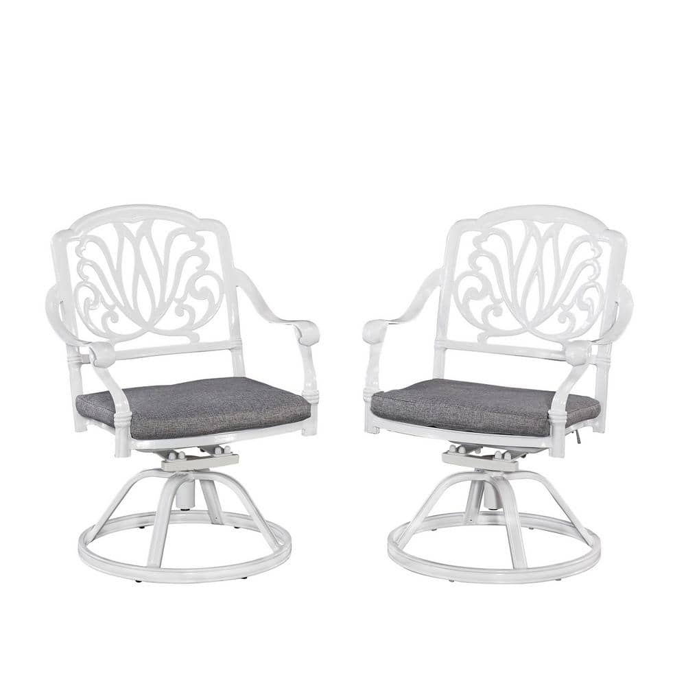 Rustic Refinement White Cast Aluminum Outdoor Chair with Cushions